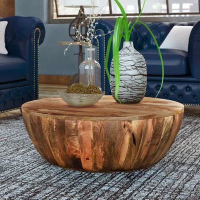 Beliveau Solid Wood Drum Coffee Table Union Rustic | Wayfair North America