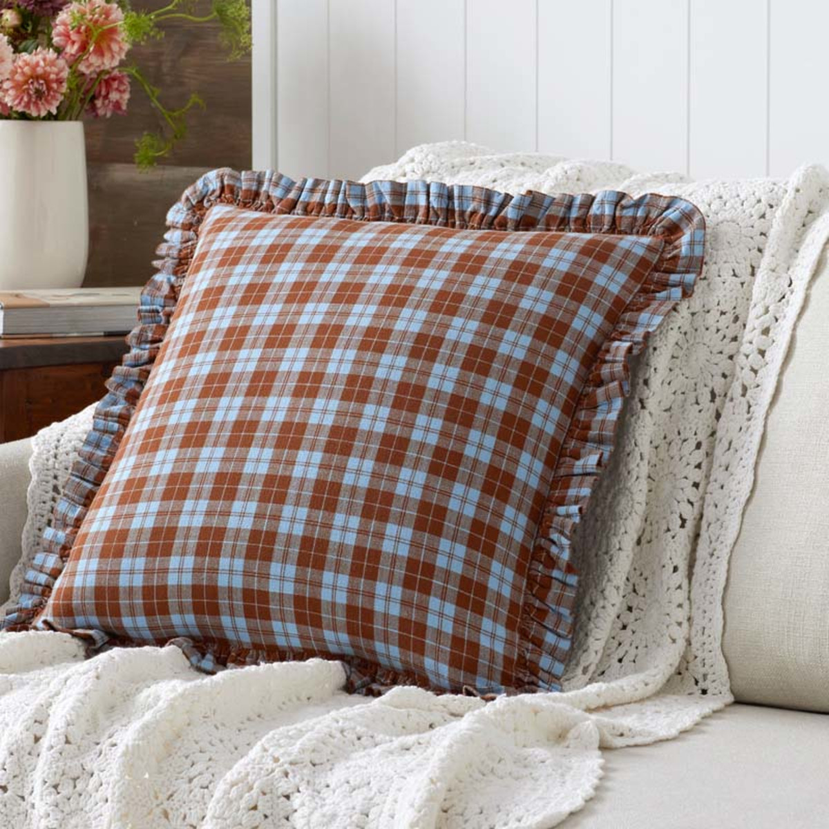 Classic Plaids Yarn-Dyed Cotton Decorative Square Pillow Cover -  Harbor Plaid, 20 in. x 20 in. | The Company Store