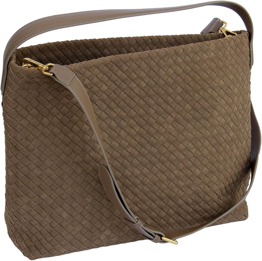 Bolso Hobo de ante para mujer, tejido a mano, hecho de tela de gamuza, bolso de hombro casual | Amazon (US)
