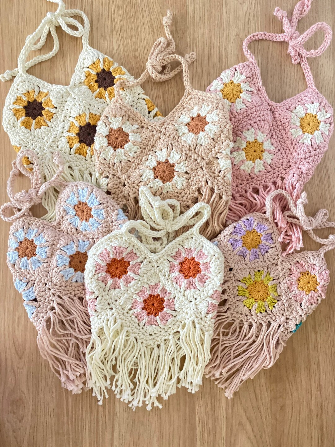 Daisy Sunflower Fringe Crop Top / Two Groovy / Crochet Crop Top / Client Closet / Toddler Baby Gi... | Etsy (US)