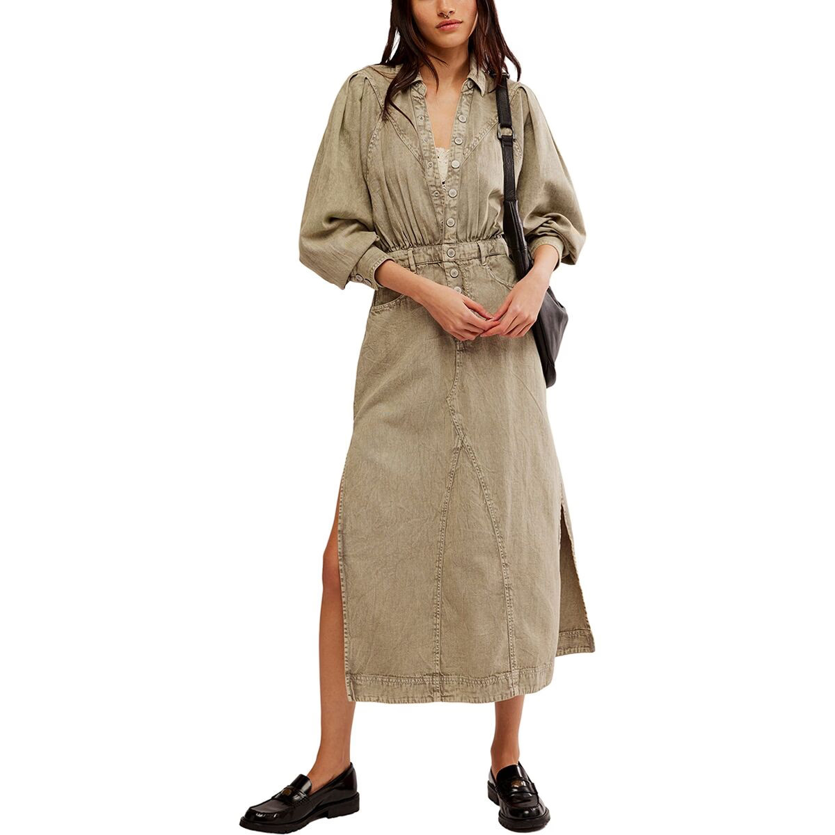 Free People Mad Love Denim Midi Dress - Women's Sage, S | Backcountry