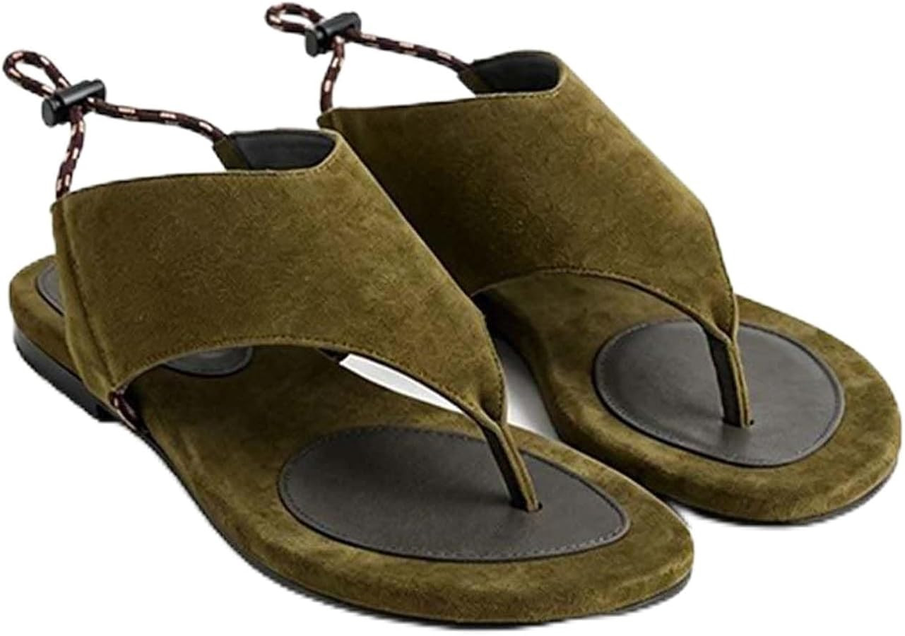 Suede Thong Sandals for Women Adjustable Slingback Flip Flops | Amazon (US)