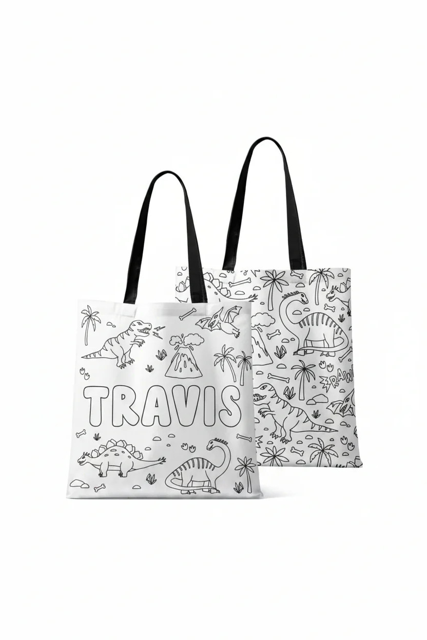 Colorable Personalized Tote Bags | Jurassic Playground | Caden Lane