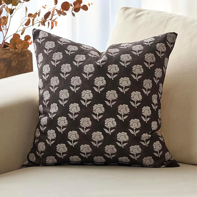 DOMVITUS Floral Pillow Covers 18x18 Throw Pillow Covers Decorative Block Floral Print Vintage Pil... | Amazon (US)