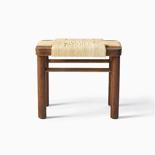 Mahogany Woven Rope Stool (20") | West Elm (US)