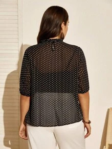 Nubod Plus Size Women Polka Dot Print Button Design Loose Blouse | SHEIN