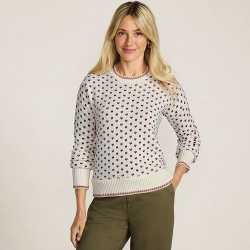 Women's Drifter All Over Jacquard Jersey Crew Neck Sweater - Lands' End - Ivory - M | Lands' End (US)