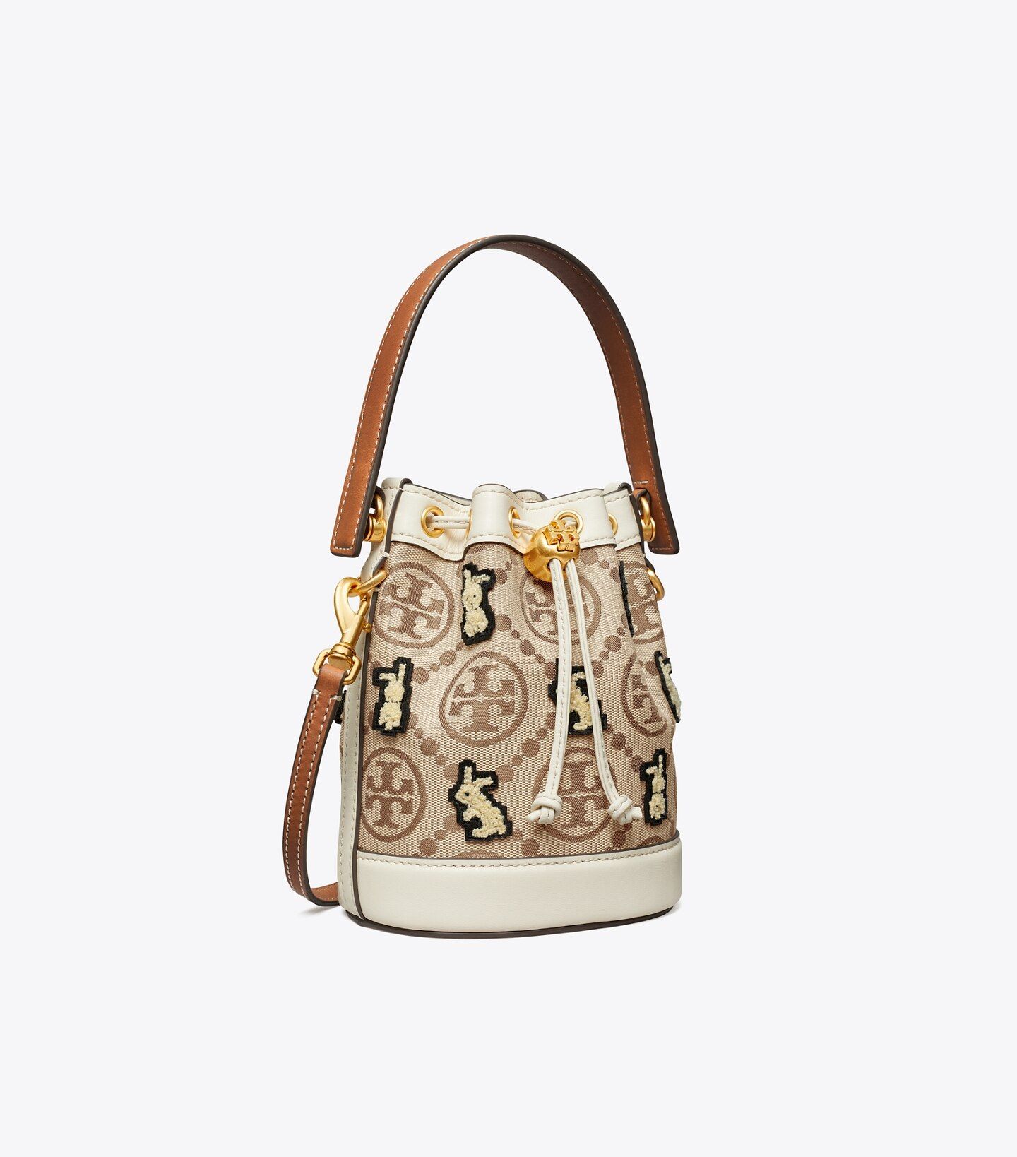 Mini T Monogram Embroidered Rabbit Bucket Bag: Women's Designer Crossbody Bags | Tory Burch | Tory Burch (US)