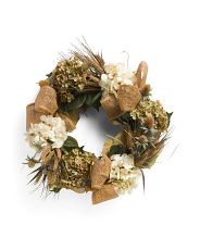 28in Hydrangea Thistle Wheat Wreath | TJ Maxx