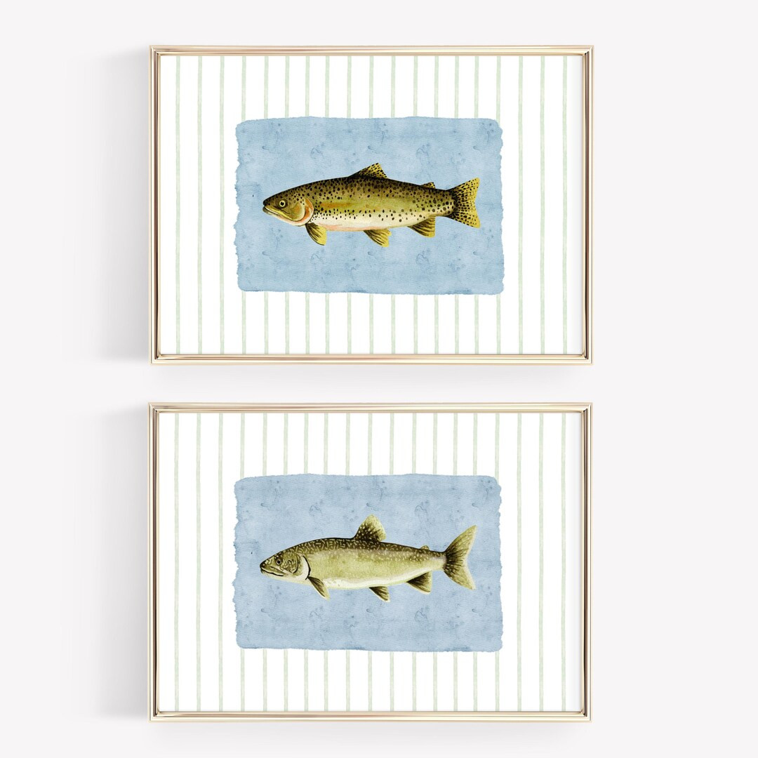 Set of 2 Digital Wall Print for Boys Room, Vintage Fish Prints, Boy Nursery Decor, Vintage Nurser... | Etsy (US)