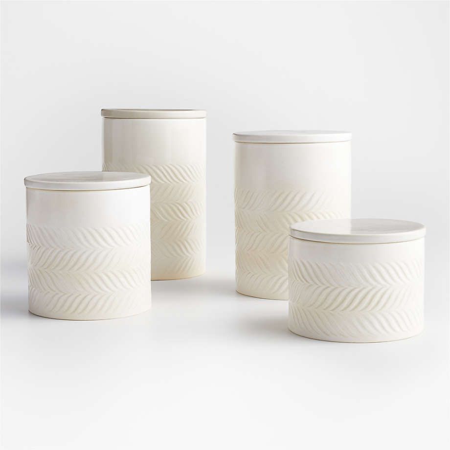 Fern Mid-Century Modern Small White Ceramic Kitchen Canister + Reviews | Crate & Barrel | Crate & Barrel