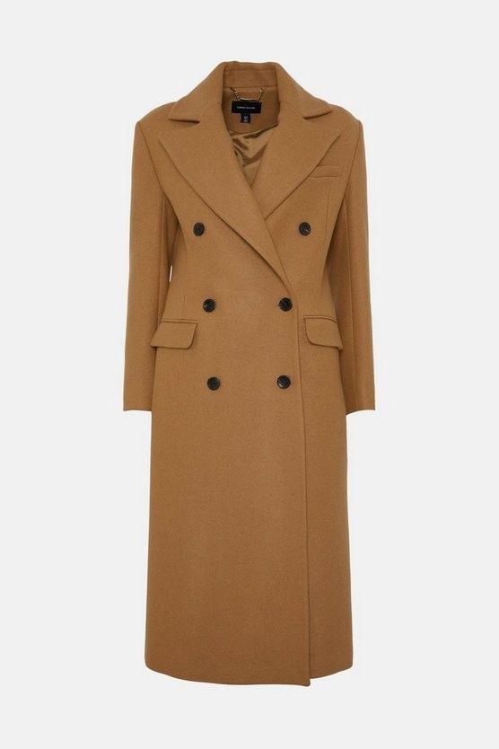 Italian Virgin Wool Strong Shoulder Anti Fit Coat | Karen Millen UK + IE + DE + NL