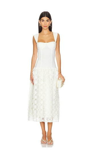 WeWoreWhat Corset Lace Skirt Midi Dress in Ivory. - size 2 | Revolve Clothing (Global)