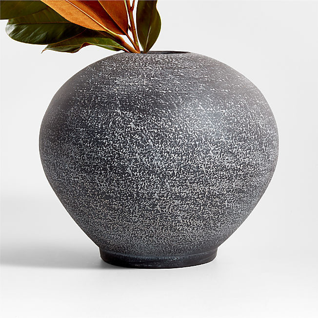 Ophelia Matte Black Round Vase 12" + Reviews | Crate & Barrel | Crate & Barrel