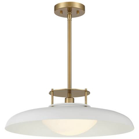 Savoy House Gavin 20" Wide White with Warm Brass Accents 1-Light Penda - #486F9 | Lamps Plus | Lamps Plus