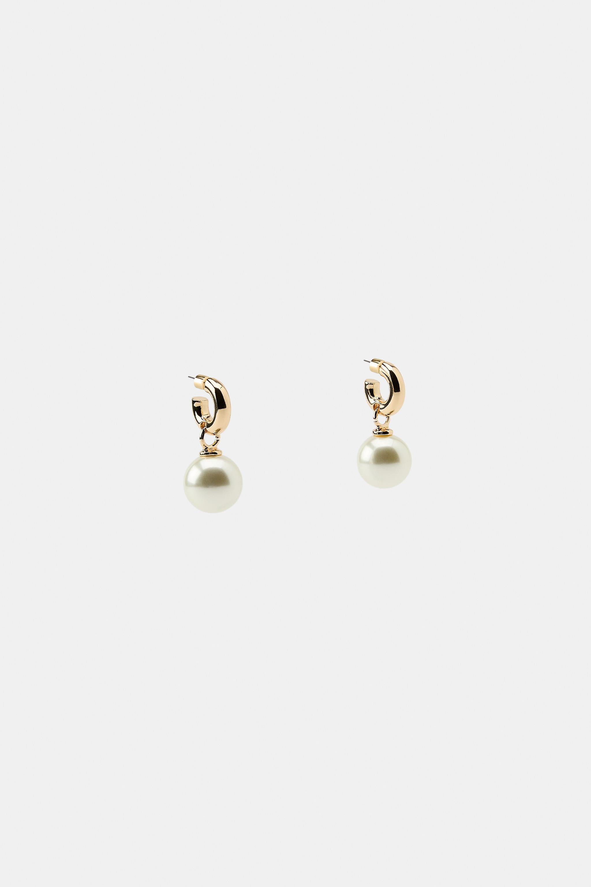 PEARL HOOP EARRINGS | Zara Canada