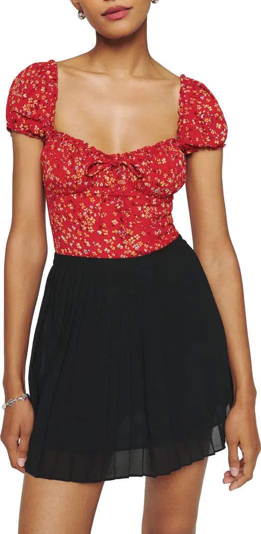 Reformation Micaela Floral Print Frill Blouse | Nordstrom | Nordstrom