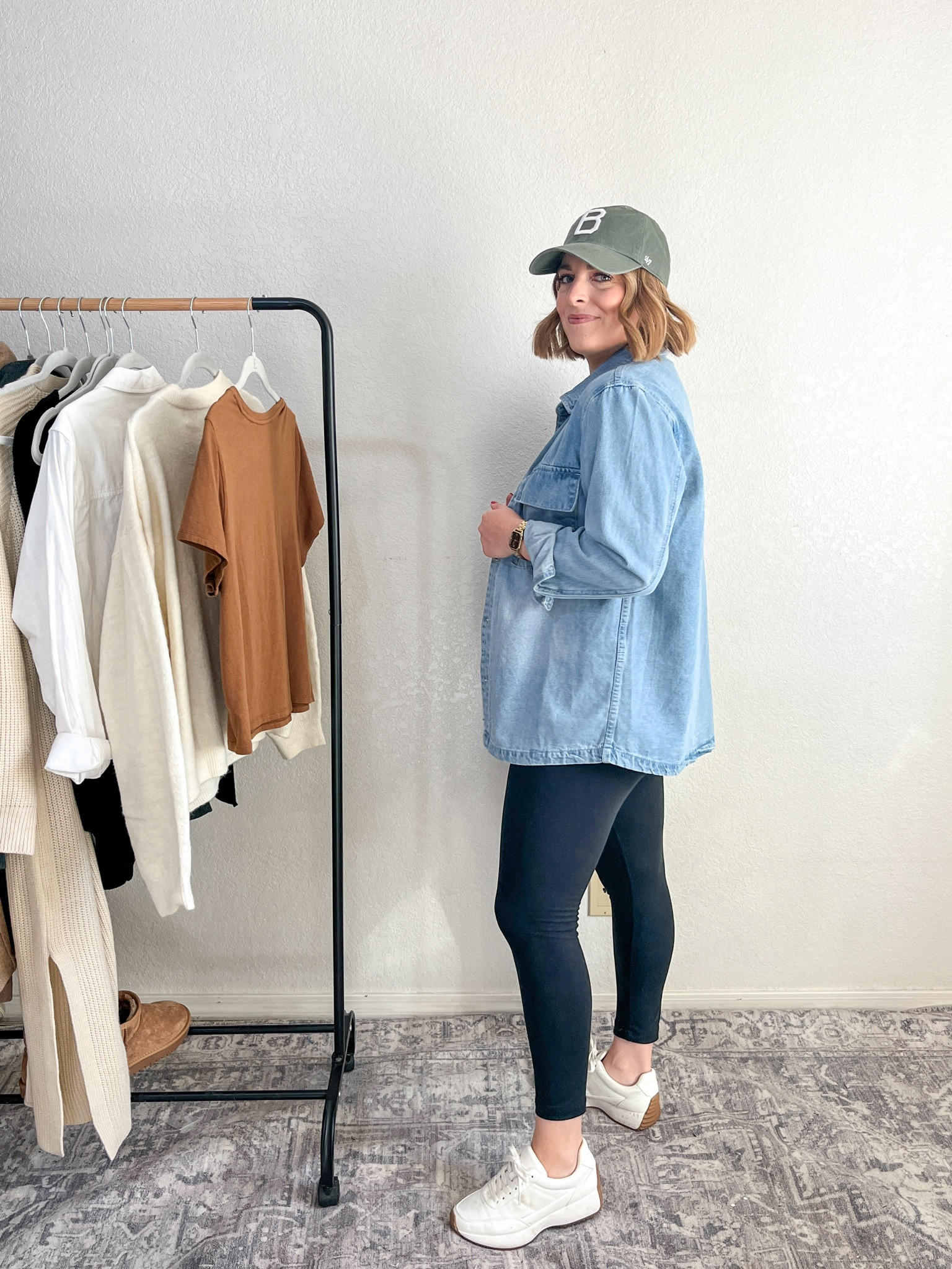 Fall Capsule// denim shacket with leggings + hat

#LTKfindsunder50 #LTKstyletip #LTKmidsize