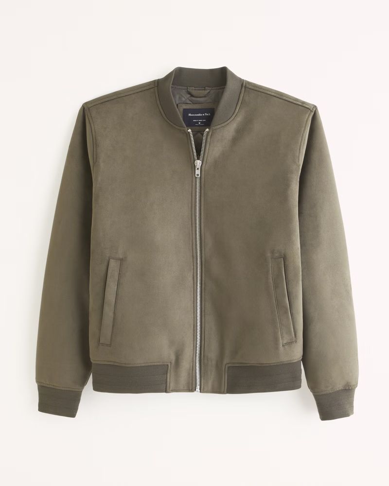 Vegan Suede Bomber Jacket | Abercrombie & Fitch (US)