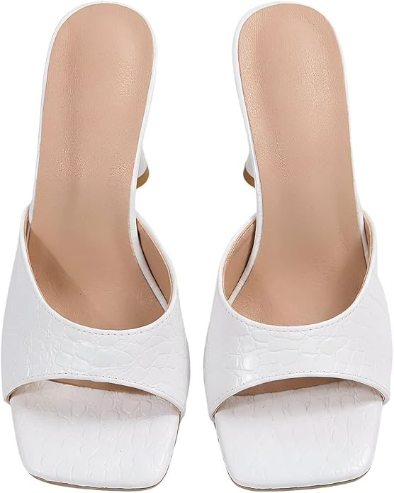 GORGLITTER Women's Kitten Heel Sandals Minimalist Peep Toe Stiletto Heels Mules Slip On Dressy Ca... | Amazon (US)