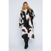 Womens Premium Cow Print Trench Coat - Multi - 6 | NastyGal UK