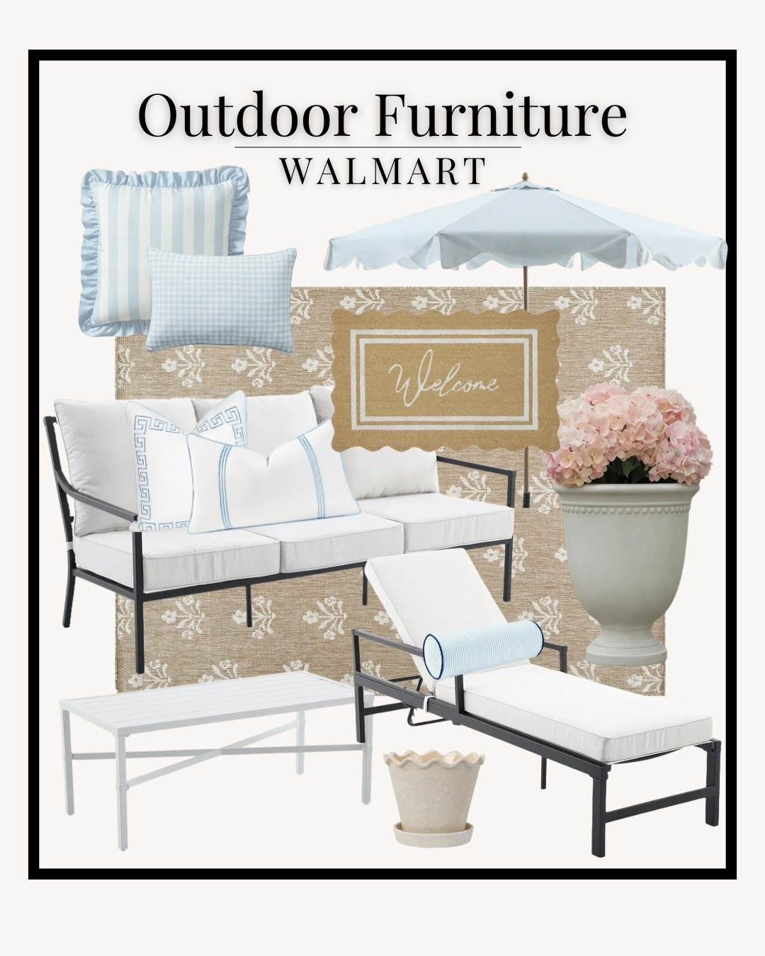 Outdoor furniture, spring decor, small patio, small outdoor space, outdoor rug, white outdoor furniture, white and blue outdoor furniture, aesthetic outdoor furniture 

#LTKSeasonal #LTKHome