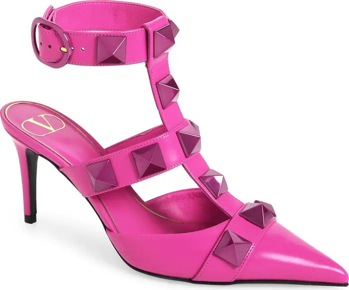 Roman Stud T-Strap Pointed Toe Pump (Women) | Nordstrom