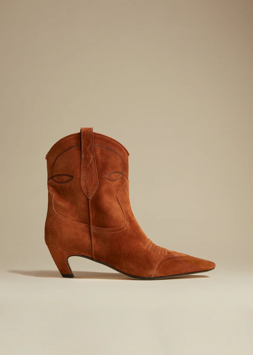 The Dallas Ankle Boot in Caramel Suede | Khaite
