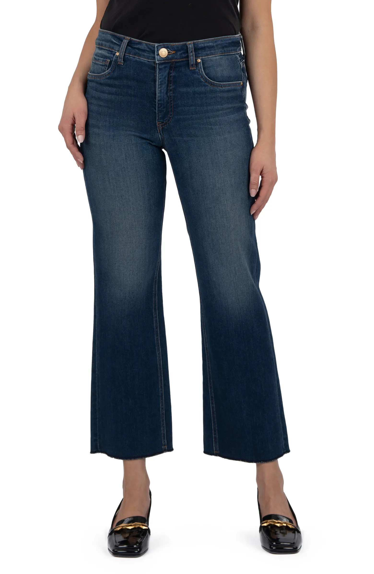 KUT from the Kloth Kelsey High Waist Raw Hem Ankle Kick Flare Jeans | Nordstrom | Nordstrom