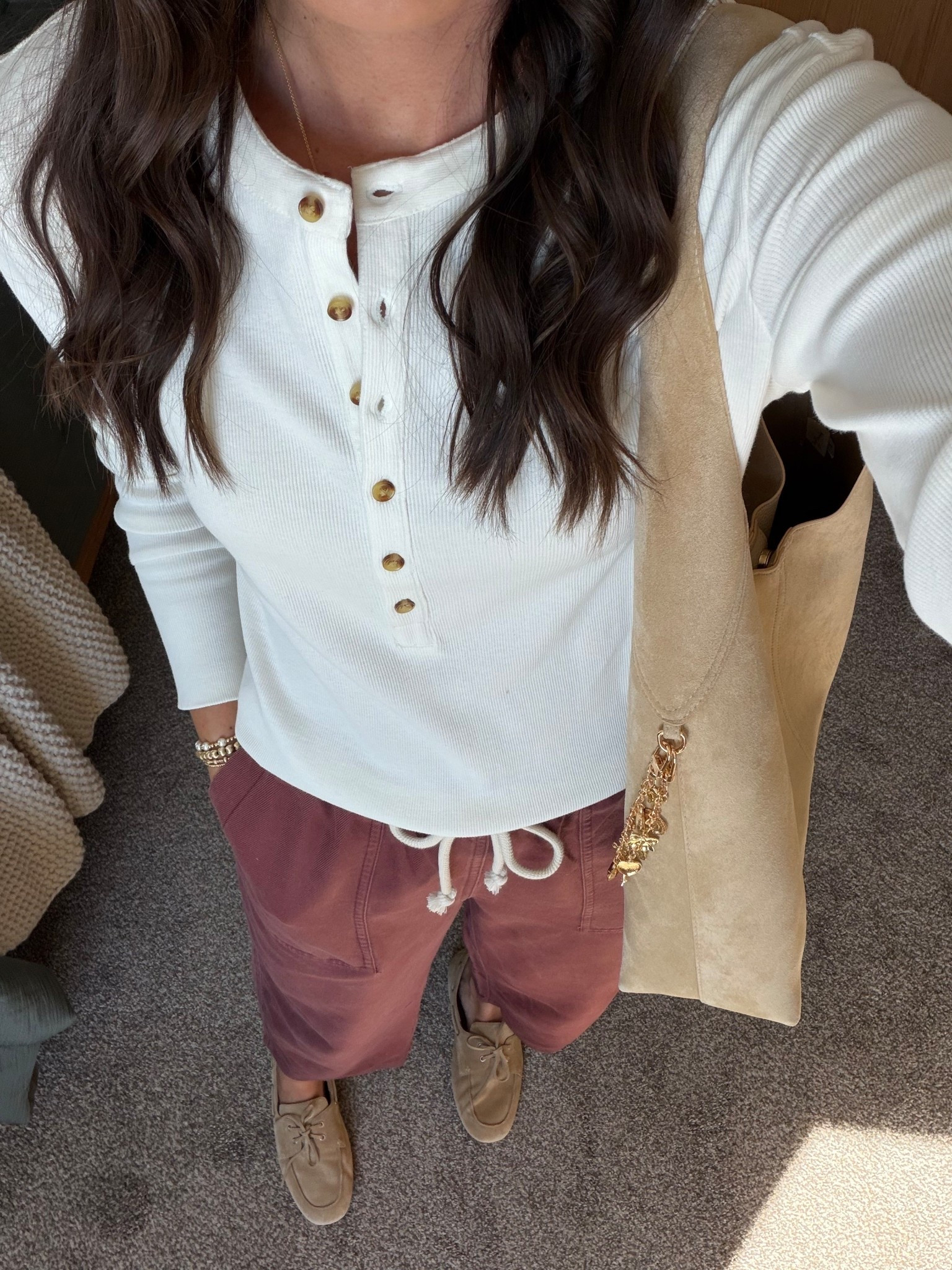 Casual Spring style 

Top - small
Pants - small tall (runs a little big)