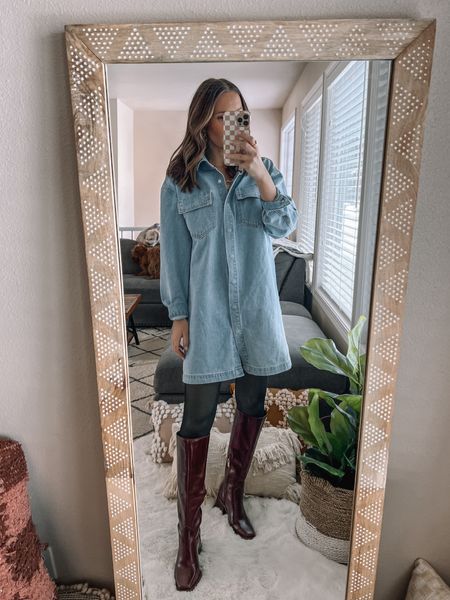 Teacher outfit idea🍎 wearing a small denim mini shirt dress 

Classroom outfit | teacher outfit | teacher style | teacher Tuesday | workwear | fleece lined tights | winter outfit 



#LTKstyletip