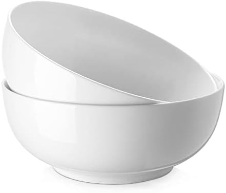 DOWAN Salad Bowls, Large Pho Bowls, 8" White Centerpiece Bowls for Nut, Pasta, Soup, Side Dishes,... | Amazon (US)