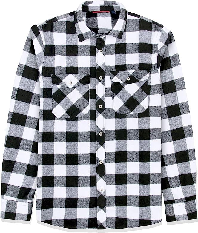 J.VER Men's Flannel Plaid Shirts Long Sleeve Regular Fit Button Down Casual | Amazon (US)