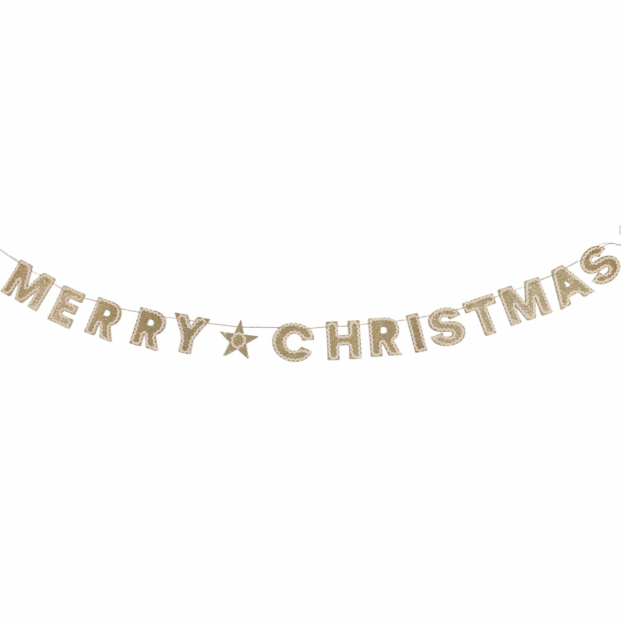 Merry Christmas Gold Shimmer Banner (Reusable Garland) | Packed Party