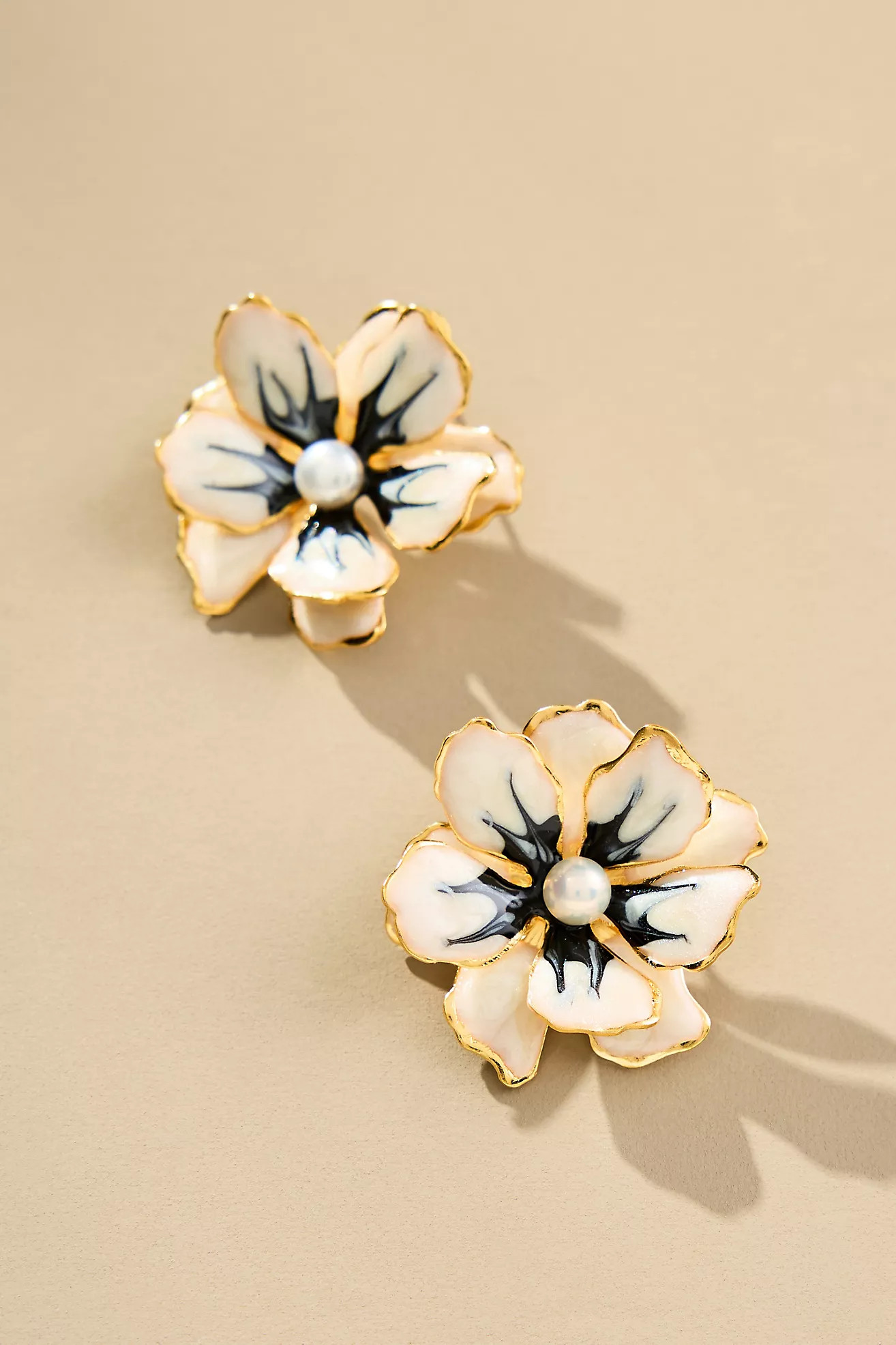 The Pink Reef Small Handpainted Jewel Box Flower Earrings | Anthropologie (US)