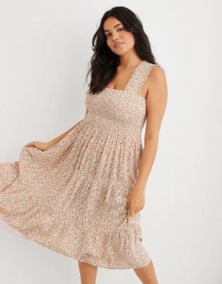 Aerie Smocked Midi Dress | American Eagle Outfitters (US & CA)