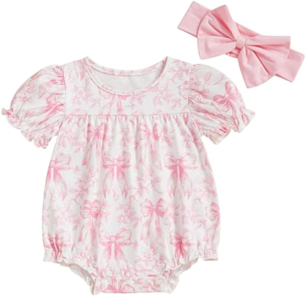 woshilaocai Baby Girls Spring Summer Clothes Newborn Smocked Romper Bubble Vintage Bodysuit Outfi... | Amazon (US)