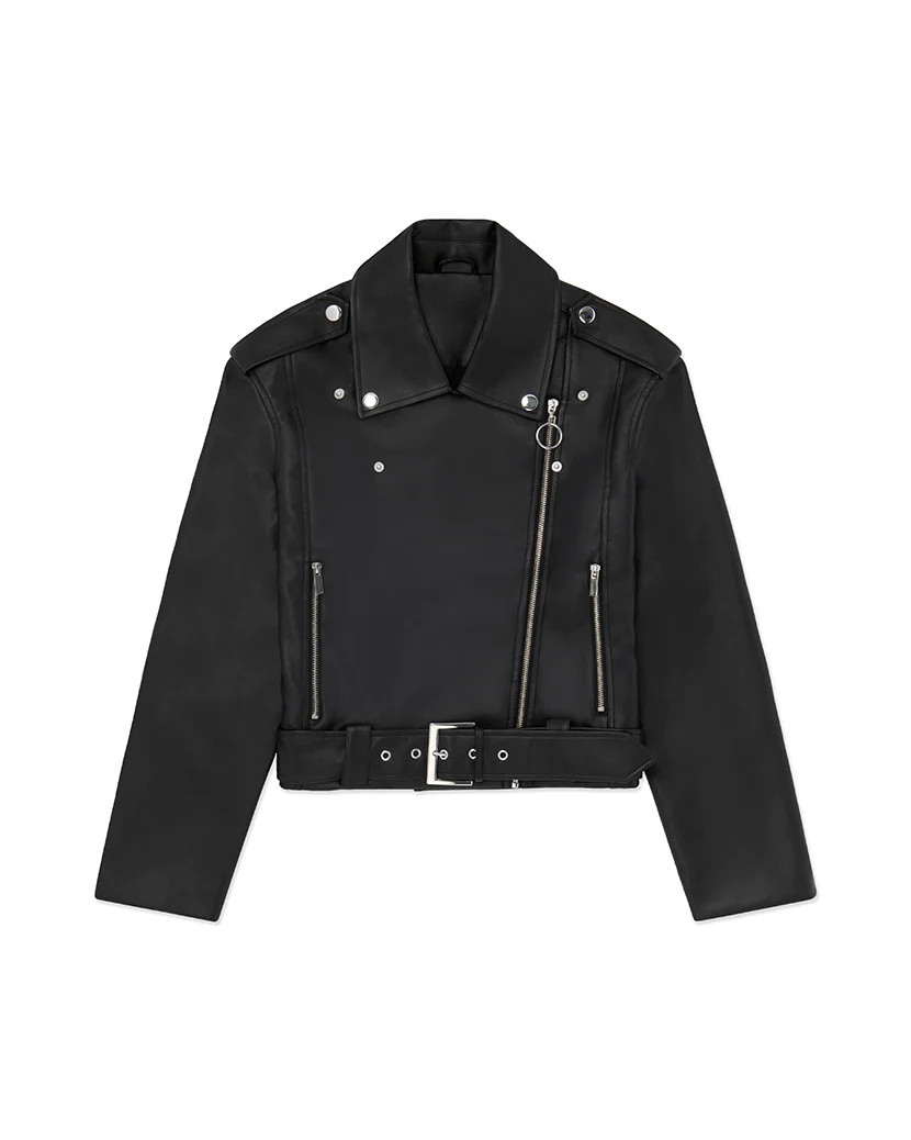 Cropped Faux Leather Moto Jacket - Black XXS | We Wore What