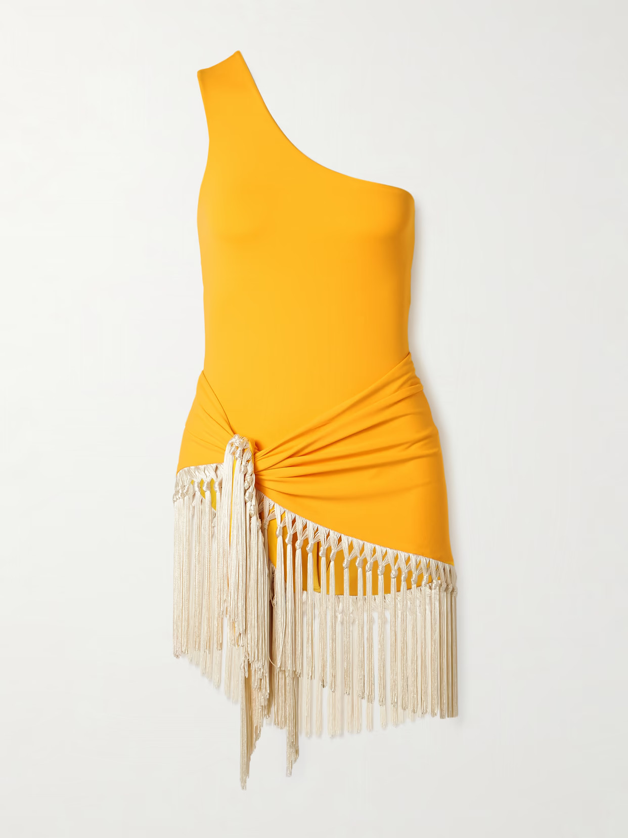 Taller Marmo - Yacare One-shoulder Swimsuit And Fringed Pareo Set - Yellow | NET-A-PORTER (US)