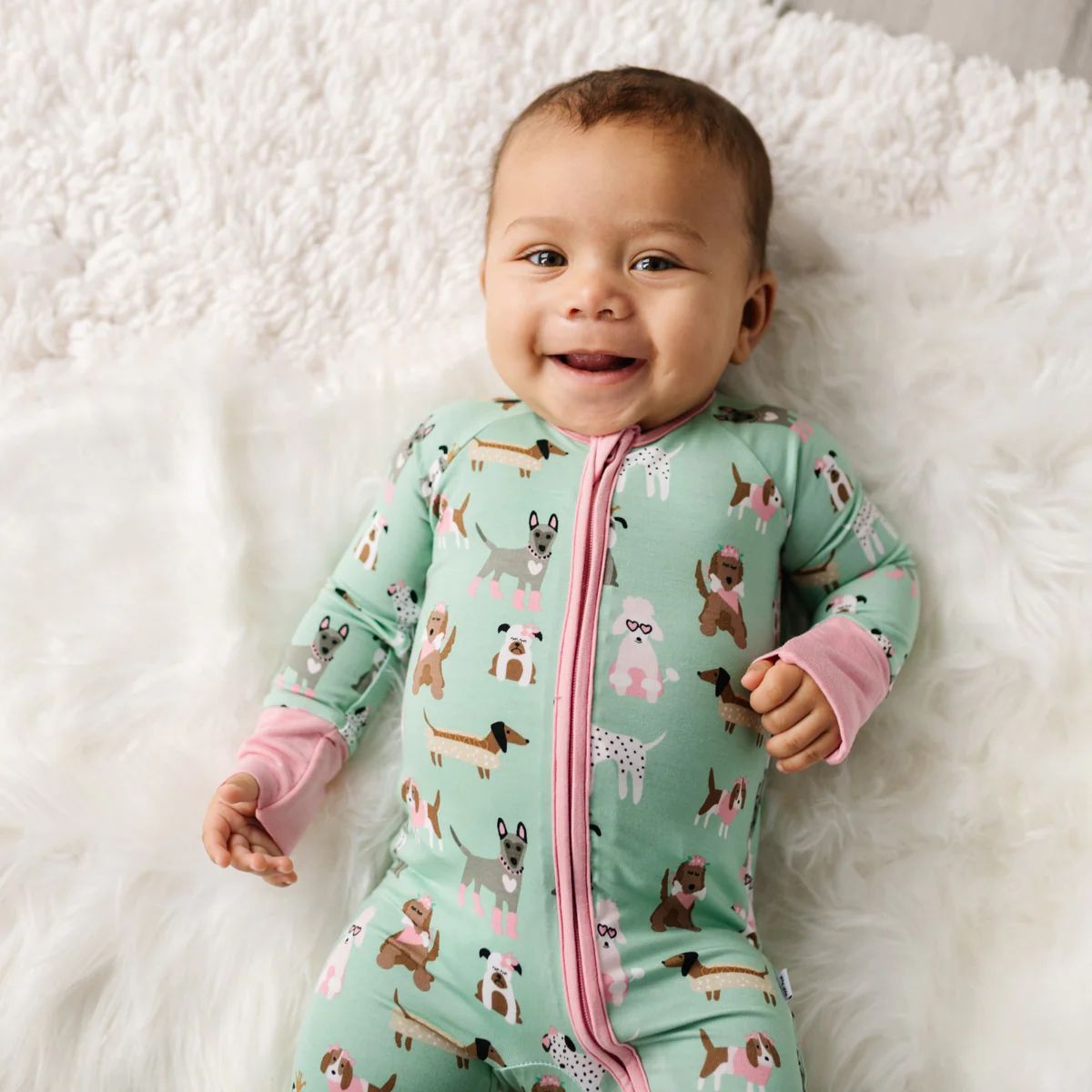 Aqua Puppy Love Bamboo Viscose Zippy | Little Sleepies