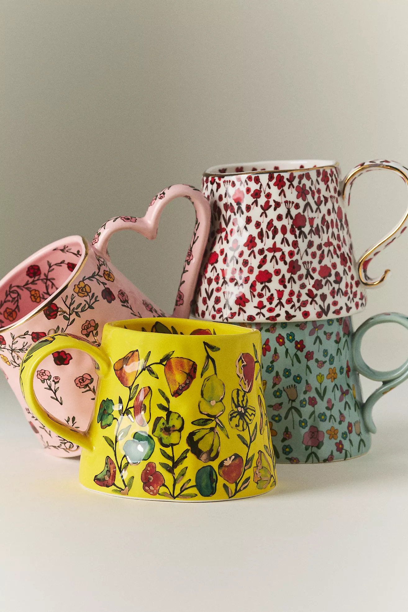 The Mud Fairy Blooming Hearts Stoneware 24k Gold Accent Mug | Anthropologie (US)