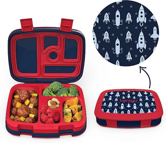 Bentgo Kids Prints (Space Rockets) - Leak-Proof, 5-Compartment Bento-Style Kids Lunch Box - Ideal... | Amazon (US)