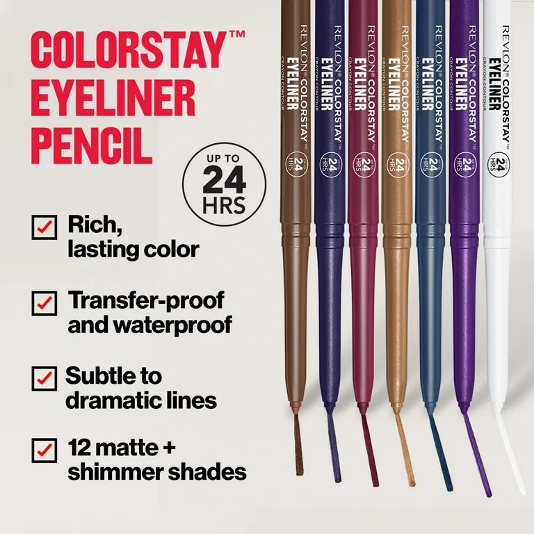 Revlon ColorStay Waterproof Eyeliner Pencil, Built-In Sharpener, 202 Black Brown, 0.01 oz | Walmart (US)