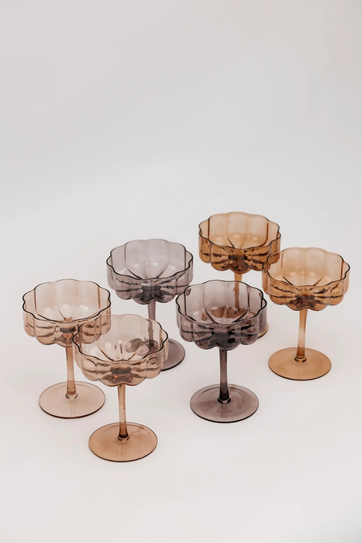 Sepia Flower Champagne Coupe - Set of 6 | THELIFESTYLEDCO