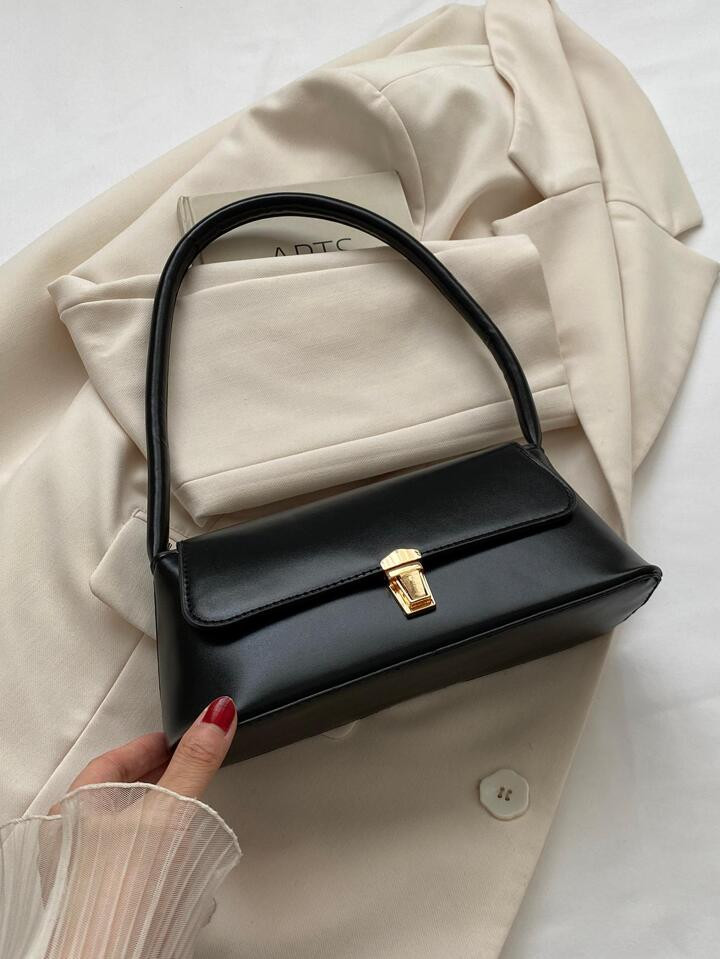 Soft Face Pu Leather Metal Lock Decoration Clamshell Vintage Style Bag Women's Shoulder Bag New W... | SHEIN