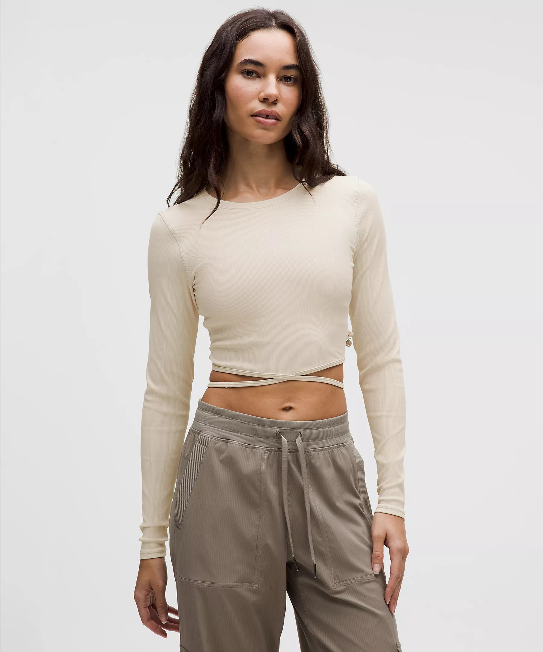 Logo Charm Ribbed Waist-Tie Long-Sleeve Shirt | Lululemon (US)