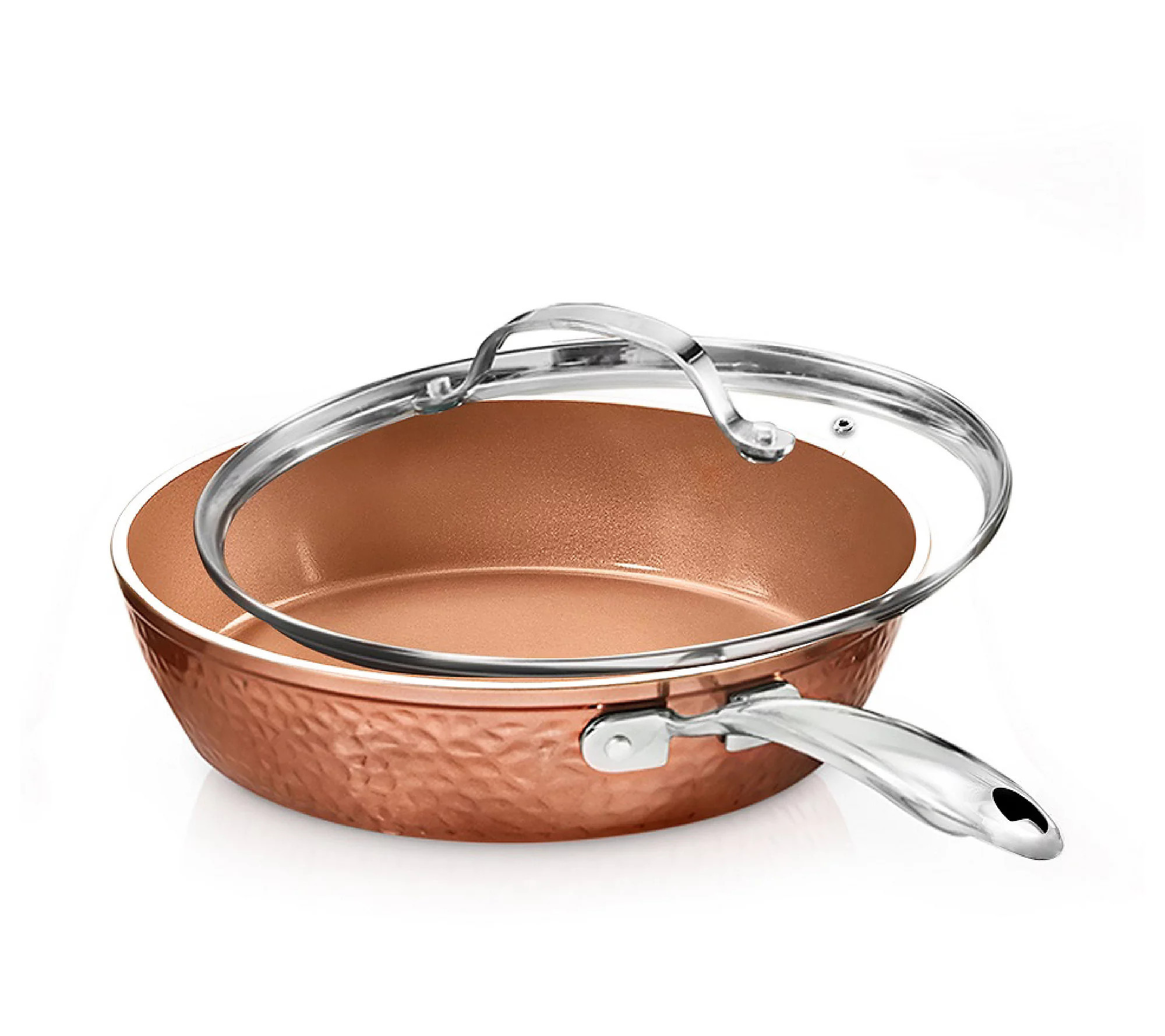 Gotham Steel Hammered 12'' Nonstick Fry Pan wit h Glass Lid | QVC