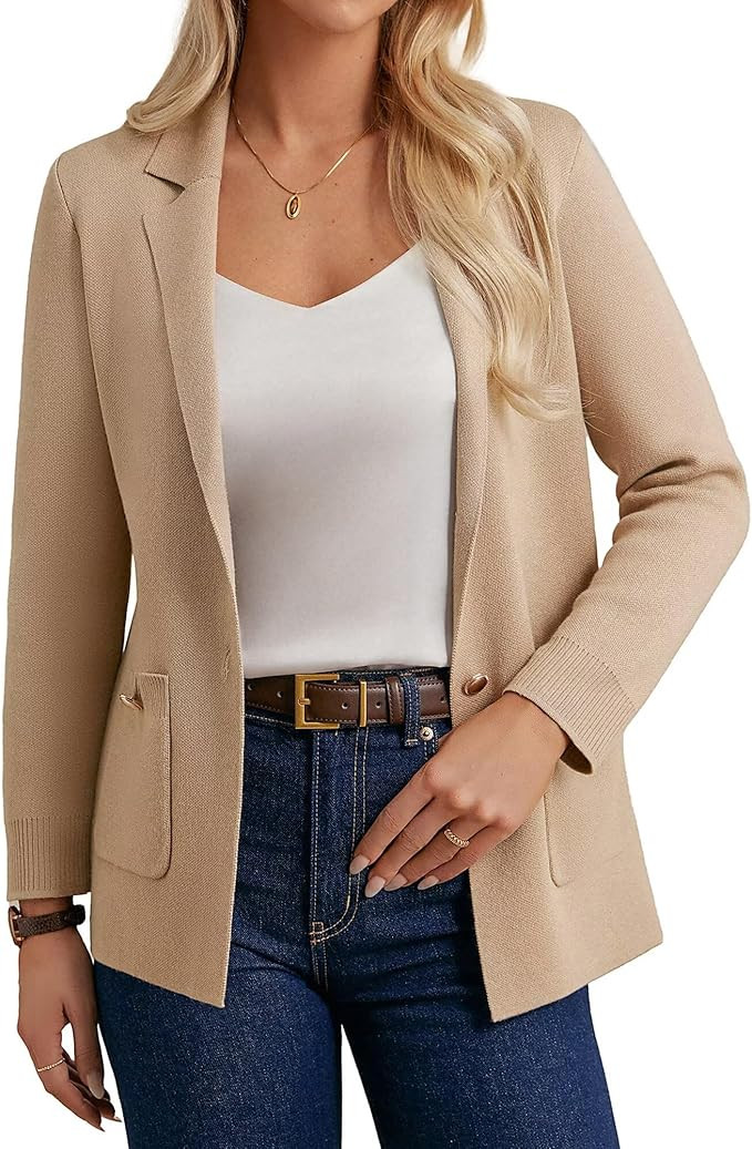 GRACE KARIN Sweater Blazers for Women Business Casual Long Sleeve Open Front Lapel Suit Jackets W... | Amazon (US)