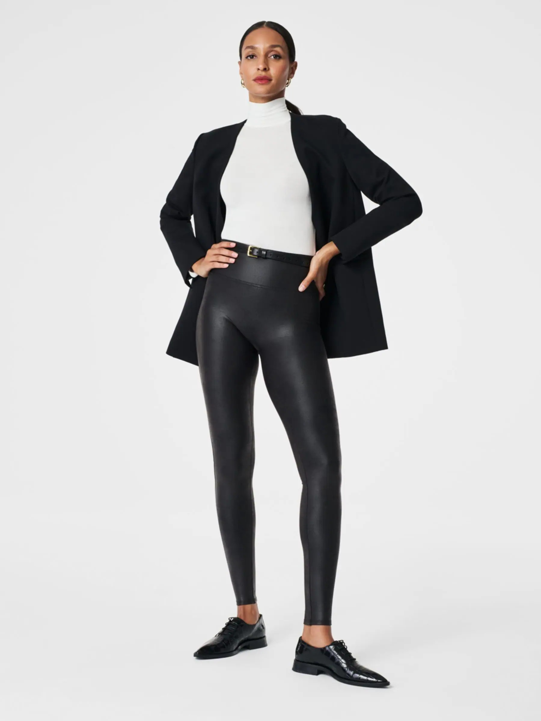 Spanx SPANX Black SPANXshape Faux Leather Leggings | Next US