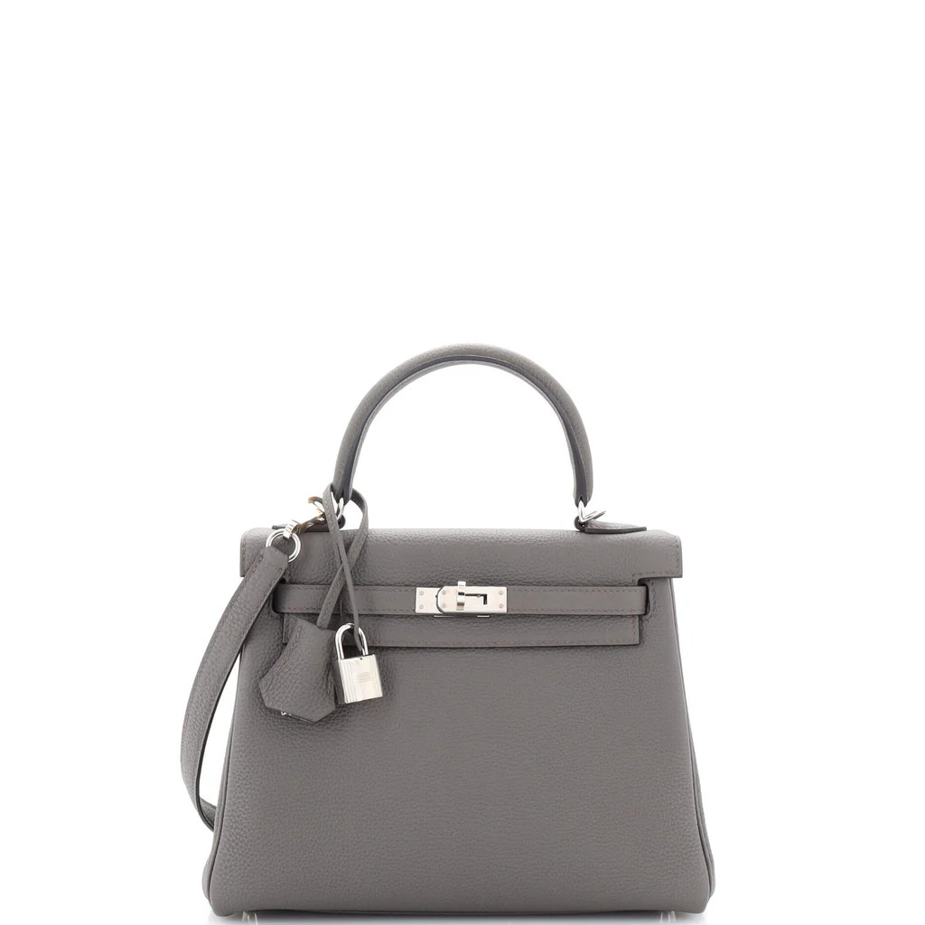 Kelly Handbag Grey Togo with Palladium Hardware 25 | Rebag